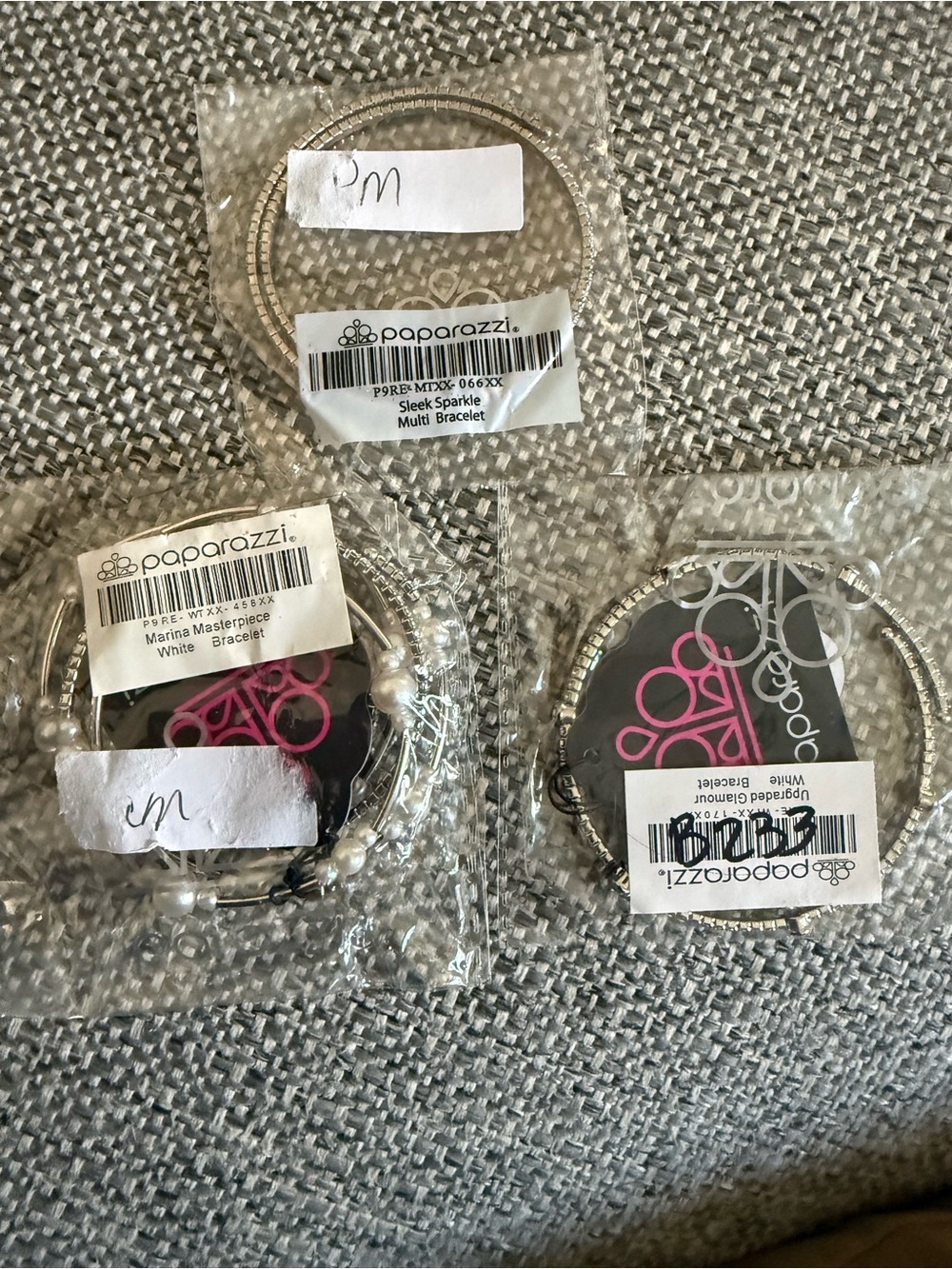 NWT Lot of 3 Paparazzi White & Silver Multi Bracelet Set